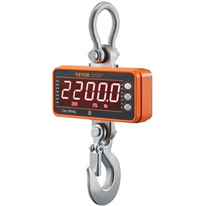 VEVOR Digital Crane Scale, 1100 lbs/500 kg Max Capacity, Heavy Duty Industrial Hanging Scale with Cast Aluminum Case & LCD Display, 0.2 lbs Division & 3 Unit Switch, Auto-Off Setting for Garage(2200BLS)