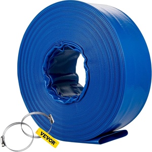 VEVOR Discharge Hose, 1-1/2″ x 100′, PVC Fabric Lay Flat Hose, Heavy Duty Backwash Drain Hose with Clamps, Weather-proof & Burst-proof, Ideal for Swimming Pool & Water Transfer, Blue(2″ x 100′)