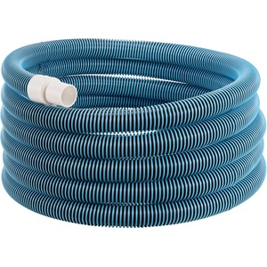 VEVOR Discharge Hose, 1-1/2″ x 100′, PVC Fabric Lay Flat Hose, Heavy Duty Backwash Drain Hose with Clamps, Weather-proof & Burst-proof, Ideal for Swimming Pool & Water Transfer, Blue(01 1.5″ x30′)