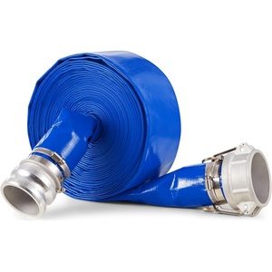 VEVOR Discharge Hose, 1-1/2″ x 100′, PVC Fabric Lay Flat Hose, Heavy Duty Backwash Drain Hose with Clamps, Weather-proof & Burst-proof, Ideal for Swimming Pool & Water Transfer, Blue(3″ x 50′ with connector)