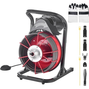 VEVOR Drain Cleaner Machine 100 FT x 1/2 Inch Auto Feed Sewer Snake Auger | Portable on Wheels, with 8 Cutters &, Air-Activated Foot Switch, Fits 2″ to 6″ Pipes(50 FT x 1/2”)