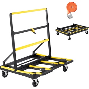 VEVOR Drywall Cart Dolly, 1800 lbs Load Capacity, Steel Panel Dolly with 4 Swivel Casters & Expandable Deck, Foldable Panel Truck Cart with Tie-Down Strap for Handling Plywood, Plasterboard, Glass