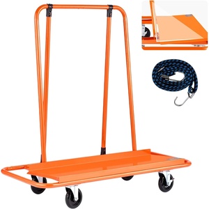 VEVOR Drywall Cart Dolly, Steel Panel Dolly with 4 Swivel Casters, Durable & Long-Lasting, Panel Truck Cart with Tie-Down Strap for Plywood, Plasterboard, Glass, Orange