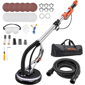 VEVOR Drywall Sander, 1010W Electric Drywall Sander, Popcorn Ceiling Removal Tool with 7 Variable Speed 1000-2200 RPM, Double-Deck LED Light, Foldable & Extendable Handle, 15 Sanding Discs, Dust Hose(1010W+7 Variable Speed 1000-2200 RPM)