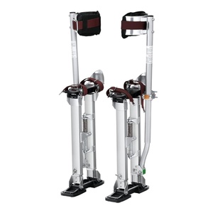 VEVOR Drywall Stilts, 16.1–24.1 in Adjustable Aluminum Painter Stilts, 228 lbs Load Capacity, Non-Slip Rubber Feet, Dual Spring Shock Absorption, Comfortable Leg Straps for Painting, Decoration,Silver(18”-30” Silver)