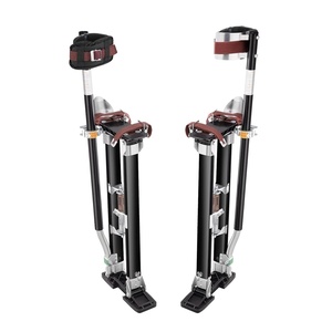 VEVOR Drywall Stilts, 16.1–24.1 in Adjustable Aluminum Painter Stilts, 228 lbs Load Capacity, Non-Slip Rubber Feet, Dual Spring Shock Absorption, Comfortable Leg Straps for Painting, Decoration,Silver(24”-40” Black)