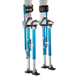 VEVOR Drywall Stilts, 16.1–24.1 in Adjustable Aluminum Painter Stilts, 228 lbs Load Capacity, Non-Slip Rubber Feet, Dual Spring Shock Absorption, Comfortable Leg Straps for Painting, Decoration,Silver(20”-40” Blue)