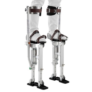 VEVOR Drywall Stilts, 16.1–24.1 in Adjustable Aluminum Painter Stilts, 228 lbs Load Capacity, Non-Slip Rubber Feet, Dual Spring Shock Absorption, Comfortable Leg Straps for Painting, Decoration,Silver(16”-24” Silver)