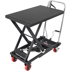 VEVOR Electric Lift Table, 330 lbs Capacity Single Scissor Lift Table, 8-28 in Height Adjustable Lifting Platform, Coffee Table Lift with 4 Wheels, for Material Handling and Transportation, Black(Black)