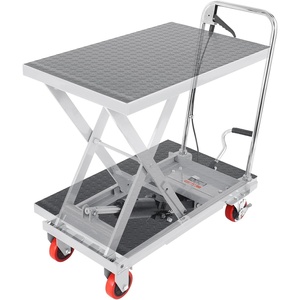 VEVOR Electric Lift Table, 330 lbs Capacity Single Scissor Lift Table, 8-28 in Height Adjustable Lifting Platform, Coffee Table Lift with 4 Wheels, for Material Handling and Transportation, Black(Gray)