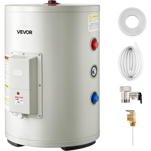 VEVOR Electric Tank Water Heater, 30 Gallon, 5000W Point-of-Use Hot Water Heater with LED Display, Knob Control, Top Outlet, 240V with T&P Valve for Large Families, Small Commercial Spaces, Gray(12 Gal)
