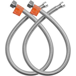 VEVOR Faucet Hose Connector, 16-Inch Length, 3/8 Inch Comp x 1/2 Inch FIP 10-Pack Braided Stainless Steel Faucet Supply Line, Faucet Hose Connects Kitchen Bathroom Sink to Water Supply, Certified Safe(2-Pack)