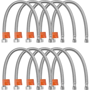 VEVOR Faucet Hose Connector, 16-Inch Length, 3/8 Inch Comp x 1/2 Inch FIP 10-Pack Braided Stainless Steel Faucet Supply Line, Faucet Hose Connects Kitchen Bathroom Sink to Water Supply, Certified Safe(10-Pack)