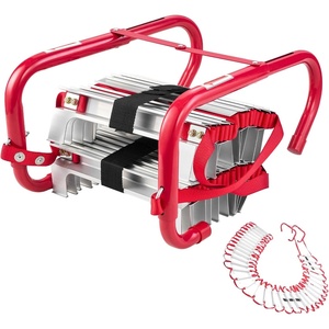 VEVOR Fire Escape Ladder, 5-6 Story 50FT Retractable Emergency Fire Ladder, Lightweight Aluminum Alloy Safety Escape Ladders with Sturdy Polyester Strap, Anti-Slip & Wide Rungs, 1000LBS Max Loading