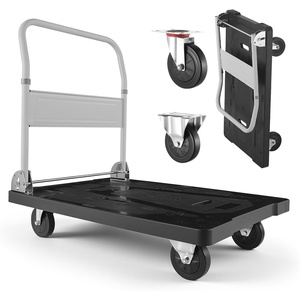 VEVOR Foldable Push Cart Dolly, 660 lbs Capacity, Folding Platform Truck with Swivel Wheels, Moving Platform Hand Truck Flatbed Cart, Space Saving Push Handle, for Easy Storage, 35.2 x 23.4 x 33.5 in(35.2 x 23.4 x 33.5 in/ 895 x 595 x 850 mm)