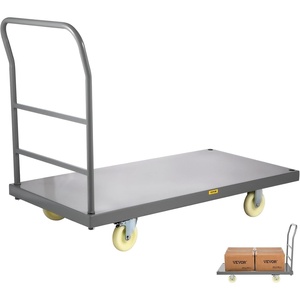 VEVOR Foldable Push Cart Dolly, 660 lbs Capacity, Folding Platform Truck with Swivel Wheels, Moving Platform Hand Truck Flatbed Cart, Space Saving Push Handle, for Easy Storage, 35.2 x 23.4 x 33.5 in(47 x 24 x 32 in)