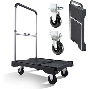 VEVOR Foldable Push Cart Dolly, 660 lbs Capacity, Folding Platform Truck with Swivel Wheels, Moving Platform Hand Truck Flatbed Cart, Space Saving Push Handle, for Easy Storage, 35.2 x 23.4 x 33.5 in(26.8 x 19.5 x 4.5 in/ 680 x 495 x 115 mm)