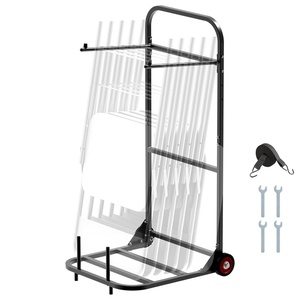 VEVOR Folding Chair Rack, 150 LBS Capacity, Heavy-Duty Chair Cart for Stacking 10 Chairs, Multi-Function Metal Chair Storage Dolly with Rubber Wheels, Push-Style Chair Holder, Matte Black(Hanging type)