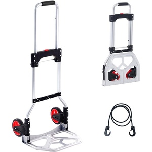 VEVOR Folding Hand Truck, 80 kg Load Capacity, Aluminum Portable Cart, Convertible Hand Truck and Dolly with Telescoping Handle and Rubber Wheels, Ultra Lightweight Super Strong for Moving Warehouse(176 lbs)