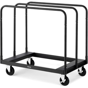 VEVOR Folding Table Cart, Heavy Duty Table Dolly 1800 lbs, Steel Panel Truck Cart with 5 inch Swivel Casters, Lumber Drywall Dolly with Straps for Party Events, Hotel, Factory, Warehouse(1500 LBS)