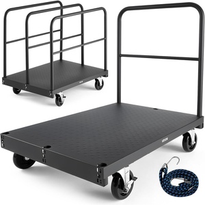 VEVOR Folding Table Cart, Heavy Duty Table Dolly 1800 lbs, Steel Panel Truck Cart with 5 inch Swivel Casters, Lumber Drywall Dolly with Straps for Party Events, Hotel, Factory, Warehouse(2-in-1-1800 LBS)