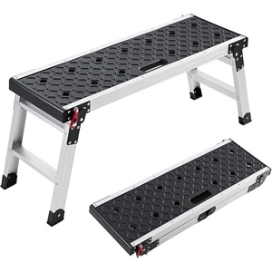 VEVOR Folding Work Platform, 35.8 x 12.2 in Aluminum Step Stool, 16.5 in Height, 500 lbs Load Capacity, Heavy Duty Platform Ladder with Locks, Portable Work Bench for Painting & Maintenance & Home