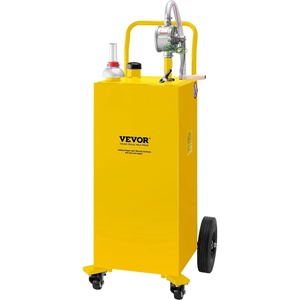 VEVOR Fuel Caddy 35 Gallon, Gas Storage Tank on 4 Wheels, with Manual Transfer Pump, Gasoline Diesel Fuel Container for Cars, Lawn Mowers, ATVs, Boats & More, Red(Yellow)