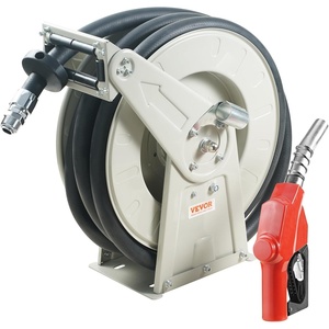 VEVOR Fuel Hose Reel, 1 inch x 50 ft Retractable, Spring Driven Auto Swivel Rewind, 300 PSI, Heavy-Duty Carbon Steel Construction with Industrial Grade Rubber Hose, for Diesel Fuel, Kerosene(3/4″ 60 Ft)