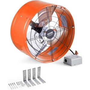 VEVOR Gable Mount Fan, 16 Inch Attic Exhaust Fan with Adjustable Thermostat & Outer Mesh, 2940 CFM House Ventilator Cools Up to 4200 Sq.Ft, Quiet Ventilation for Roof, Garage & Shop, Vibrant Orange(1650CFM)