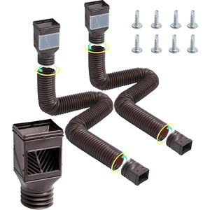 VEVOR HC3003G2 Rain 2-Pack Flexible Downspout, Spout Drain Extendable from 22″ to 63″, Gutter Extensions with Adapters, for Rainwater Drainage, Brown(Brown-2Pack)