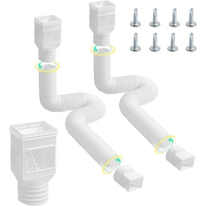 VEVOR HC3003G2 Rain 2-Pack Flexible Downspout, Spout Drain Extendable from 22″ to 63″, Gutter Extensions with Adapters, for Rainwater Drainage, Brown(White)