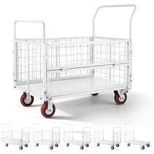 VEVOR Heavy Duty Platform Truck, 2000 LBS Industrial Steel Flatbed Cart with 360° Swivel Wheels, Platform Push Cart Dolly, Easy Storage for Warehouse/Garage/Moving/Garden (48″ x 24″ x 32″)(44.5 x 26.6 x 42.1 in/ 1130 x 675 x 1070 mm)