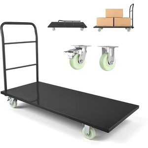 VEVOR Heavy Duty Platform Truck, 2000 LBS Industrial Steel Flatbed Cart with 360° Swivel Wheels, Platform Push Cart Dolly, Easy Storage for Warehouse/Garage/Moving/Garden (48″ x 24″ x 32″)(60.0 x 27.6 x 42.9 in/1525 x 700 x 1090 mm)
