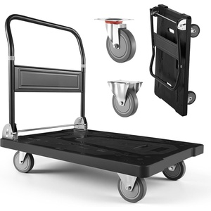 VEVOR Heavy Duty Platform Truck, 2000 LBS Steel Large Flatbed Cart with 360° Swivel Wheels & Brakes, Foldable Platform Hand Push Truck Dolly for Easy Storag/Groceries/Garage/Warehouse (36″ X 24″)(35.2 x 23.4 x 33.5 in/ 895 x 595 x 850 mm)