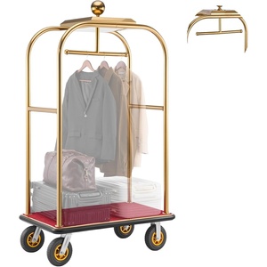 VEVOR Hotel Luggage Cart, 750 LBS Load Capacity, Deluxe Platform Truck with Removable Front Frame, Valet Cart with Grey Carpeted Deck and 6-inch Rubber Wheels, Ideal for Hotels, Condos, Resorts(42.5×25.2×76.4in)