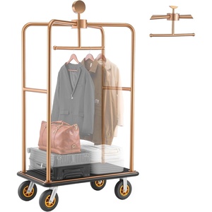VEVOR Hotel Luggage Cart, 750 LBS Load Capacity, Deluxe Platform Truck with Removable Front Frame, Valet Cart with Grey Carpeted Deck and 6-inch Rubber Wheels, Ideal for Hotels, Condos, Resorts(42.5×25.6×77.2in)