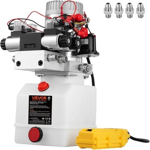 VEVOR Hydraulic Pump Double Acting 4 Way Hydraulic Power Unit Double Solenoid Hydraulic Power Pack 12V DC Hydraulic Power Pump with 4.5Liter Reservoir for Dump Trailer Car Lifting(4.5 Quart)