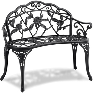 VEVOR Outdoor Bench, 50 inch, Carbon Steel Metal Frame with Slatted Pattern Backrest and Round Edge Armrests, Weatherproof Outside Bench for Patio, Garden, Park, Yard, Front Porch, Antique Bronze(Metal)