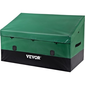VEVOR Outdoor Storage Box, 150 Gallon Waterproof PE Tarpaulin Deck Box w/Galvanized Frame, All-Weather Protection & Portable, for Camping, Garden, Poolside, and Yard, Black & Green(230gal)