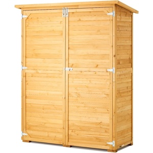 VEVOR Outdoor Storage Shed, Large Wooden Outside Storage Cabinet with Waterproof Roof and Metal Frame, Double Lockable Doors Garden Tool Shed Storage House Cabinet with Shelves, 55.1″x23.6″x67.5″