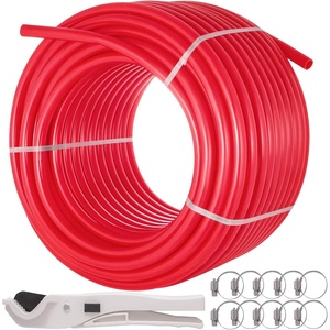 VEVOR PEX-B Pipe 2 Rolls of 1/2 Inch X 300 Feet,Oxygen Barrier Flexible Pipe Tubing,Red&Blue for Hydronic Radiant EVOH Floor Heating, Water Plumbing Applications with Cutter& Clamps(500Ft 5/8″ Red)