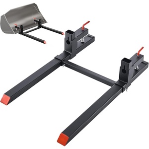 VEVOR Pallet Forks, 2000 lbs Clamp on Pallet Forks, 43-Inch Total Length Heavy-Duty Tractor Fork with Adjustable Stabilizer Bar for Tractor Attachments, Loader Bucket, and Skid Steer, Black