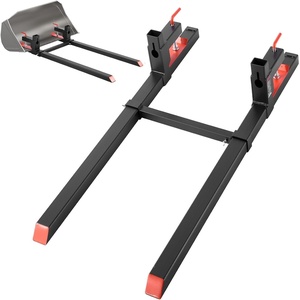 VEVOR Pallet Forks, 2000 lbs Clamp on Pallet Forks, 60-Inch Total Length Heavy-Duty Tractor Fork with Adjustable Stabilizer Bar for Tractor Attachments, Loader Bucket, and Skid Steer, Black(60 Inch)