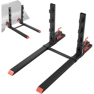 VEVOR Pallet Forks, 4000 lbs Clamp on Pallet Forks, 60-Inch Total Length Heavy-Duty Tractor Fork with Anti-Tilt Bar & Adjustable Stabilizer Bar, Fit for Loader Bucket Skid Steer Tractor, Black