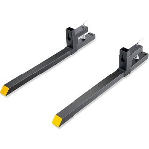 VEVOR Pallet Forks, 60″ Total Length, 4000 lbs Clamp-On | Heavy Duty, Adjustable Stabilizer Bar, For Loader Bucket Skid Steer Tractor(43 inch)