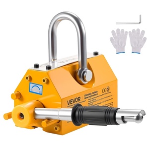 VEVOR Permanent Magnetic Lifter, 880 lbs Pulling Capacity, Heavy Duty N42 Neodymium Lifting Magnet with Release Handle and Steel Hook, Used in Shop Crane and Hoist, for Lifting Plate Steel, Board(880 lbs/400 kg Magnetic Lifter)