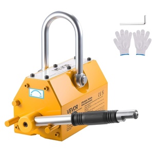 VEVOR Permanent Magnetic Lifter, 880 lbs Pulling Capacity, Heavy Duty N42 Neodymium Lifting Magnet with Release Handle and Steel Hook, Used in Shop Crane and Hoist, for Lifting Plate Steel, Board(2200 lbs/1000 kg Magnetic Lifter)