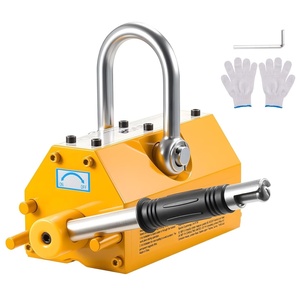 VEVOR Permanent Magnetic Lifter, 880 lbs Pulling Capacity, Heavy Duty N42 Neodymium Lifting Magnet with Release Handle and Steel Hook, Used in Shop Crane and Hoist, for Lifting Plate Steel, Board(1320 lbs/600 kg Magnetic Lifter)