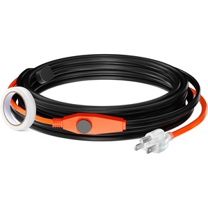 VEVOR Pipe Heating Cable, 24FT 7W/FT Heat Tape for Pipes with Built-in Thermostat, Water Pipe Heat Cable Protects PVC Hose, Metal and Plastic Pipe from Freezing(18FT)