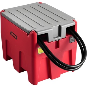 VEVOR Portable Diesel Tank, 58 Gallon Capacity & 10 GPM Flow Rate, Portable Fuel Tank with 12V Electric Transfer Pump and 13.1ft Rubber Hose, PE Diesel Transfer Tank for Easy Fuel Transportation Black(Red)